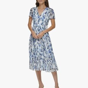 Floral Blue and White Dress